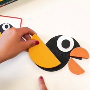 Logikai képkirakó puzzle geometriai alakzatokkal és állatokkal - Montessori módszer alapján