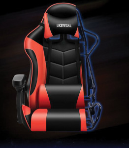 Likeregal 920 gamer szék lábtartóval és masszázs funkcióval - piros