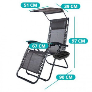 Zéró gravitáció szék napellenzővel és pohártartóval 2db, fekete