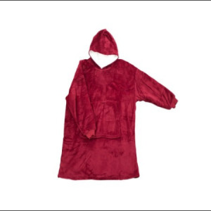 2az1-ben puha, plüss pulóver és takaró - bordó - MS-769
