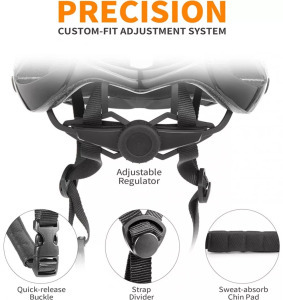 Női/Férfi kerékpáros sisak, M 54-58cm, fényvisszaverő csíkok, fekete