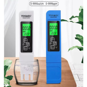 Digitális vízminőség mérő, 3 az 1-ben, TDS/EC/hőmérséklet, LCD kijelző, fehér