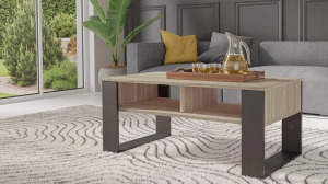 Odell MIX 2P dohányzóasztal, 90x50x58 cm, sonoma-fekete