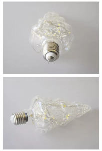 Karácsonyfa formájú színes LED üveg búra, E27, zöld-piros-kék-sárga ünnepi