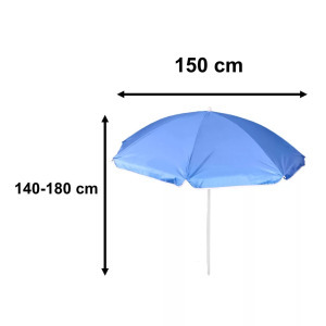Kerti és strand napernyő - összecsukható, UV szűrős, 150 cm, kék