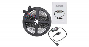 Színes 5m-es USB LED szalag Bluetooth távirányítással