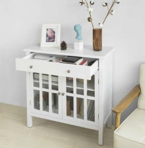 Shabby Chic üveg vitrin szekrény