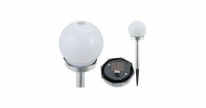 Polifach 2 LED-es kerti napelemes lámpa 10cm - gömb (P-010) -szürke 6db