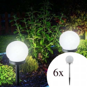 Polifach 2 LED-es kerti napelemes lámpa 10cm -gömb (P-010) -szürke 6db
