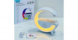 3in1 Vezeték nélküli RGB design asztali lámpa, bluetooth hangszóróval, gyorstöltővel