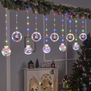 Összefűzhető Circle&Santa Claus/Mikulás LED Körök, 3m, 8mód, 4szín, 10gömb