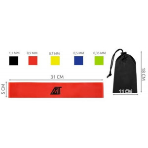 Fitnesz gumiszalag szett otthoni gyakorlatokhoz, 5 db különböző erősségű latex szalaggal - MS-839