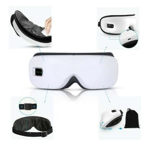 Eye Care hordozható, intelligens, bluetooth szem masszírozó, melegítő funkcióval, zene lejátszással, fehér