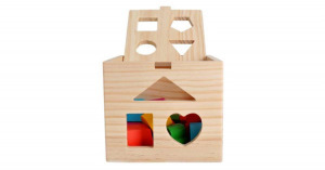 Színes fa válogató kocka, fejlesztő játék