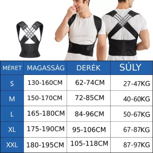 Állítható tartásjavító fekete XL
