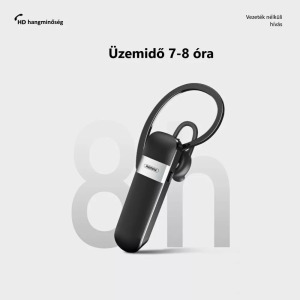 Remax Bluetooth 5.3 Headset, 90mAh akkumulátor, 8 óra beszélgetés, fekete