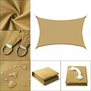 Napvitorla - árnyékoló teraszra, erkélyre és kertbe szögletes 5x5 m homok színben - polyester (vízálló)