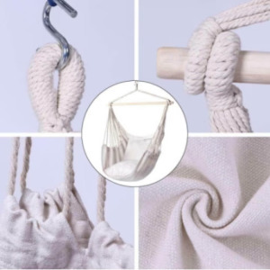 Függőszék párnával, felakasztható fehér