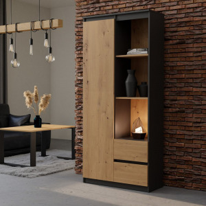 Riano MIX RS-80 Bily gardróbszekrény, 180x80x35 cm, antracit-tölgy