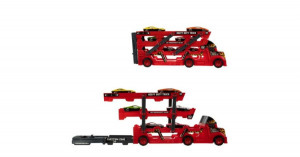 Autószállító kamion, 3 szintes kihajtható utánfutóval, 6db autóval, kilövőállomással