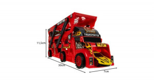 Autószállító kamion, 3 szintes kihajtható utánfutóval, 6db autóval, kilövőállomással