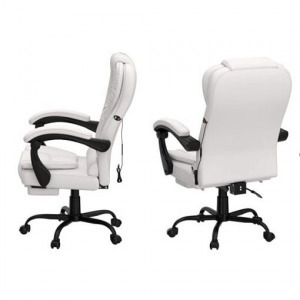 Főnöki-vezetői irodai forgószék masszázs funkcióval, lábtartóval - fehér