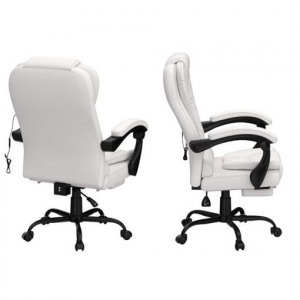 Főnöki-vezetői irodai forgószék masszázs funkcióval, lábtartóval - fehér