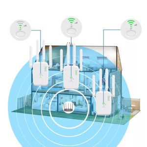 Wi-Fi WLAN jelerősítő Repeater, 2.4GHz, LAN/WAN Ethernet port, WPS, fehér