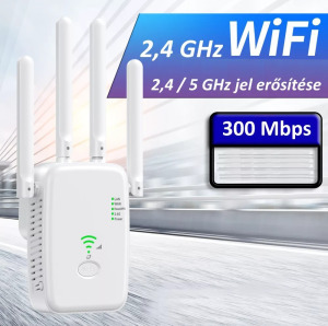 Wi-Fi WLAN jelerősítő Repeater, 2.4GHz, LAN/WAN Ethernet port, WPS, fehér