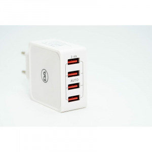 Daewoo gyorstöltő hálózati adapter, 2.4 A töltőáram, 4 db USB csatlakozó, fehér
