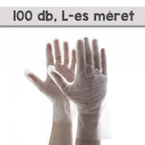 Eldobható védőkesztyű púder nélkül, TPE / 100 darabos csomag - L-es méret