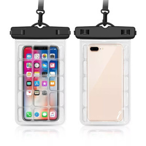 Univerzális víz- és ütésálló védőtok, okostelefonhoz, átlátszó-fekete