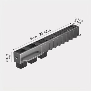 Falra szerelhető konyhai eszköz tartó, fúrás nélküli fém tároló kampókkal