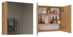 Shannan Pola 2DL felső fürdőszoba szekrény, 60x60x22 cm, tölgy