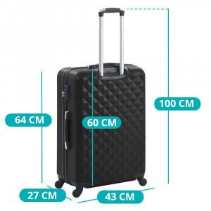 Utazóbőrönd szett kozmetikai táskával, fekete