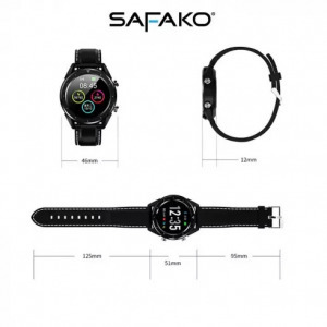 Safako SWP70 ezüst óra fekete szíjjal