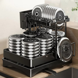 Tágas 2 szintes edénytartó 360°-ban forgatható kifolyóval, fekete