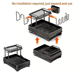 Tágas 2 szintes edénytartó 360°-ban forgatható kifolyóval, fekete