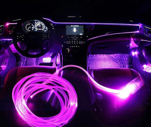 Műszerfal LED csík, autós dekor szalag sárga