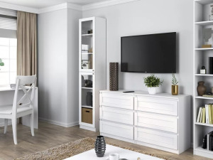 Drohmo PAFOS W40/2S polcos szekrény, 40x200x31 cm, fehér