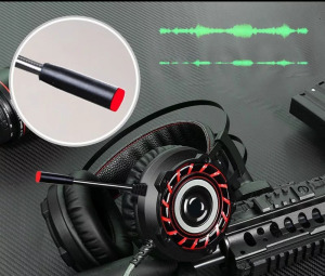 Gamer fejhallgató, USB, 2x3,5mm jack vezetékes, RGB LED, hangerőszabályzó