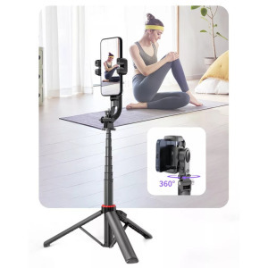 Mobiltelefon képstabilizátor, AI követés,1 axis gimbal, tripod/szelfibot