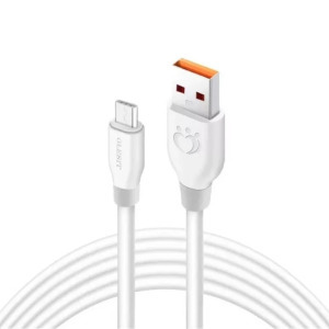 Adat- és töltőkábel K191, 150 cm, MicroUSB/USB, 2.4A gyorstöltés, fehér