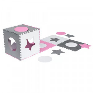 Óriás hab szivacs puzzle 180x180cm, 9db - rózsaszín/szürke