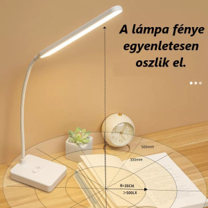 Flexibilis asztali LED Lámpa, állítható fényerő, színhőmérséklet, akkumulátor