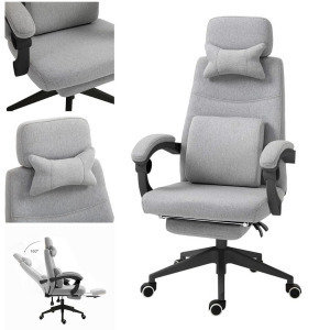 Fejtámlás, lábtartós irodai forgószék, világos szürke