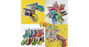 10db-os konfetti kilövő pisztoly készlet, színes csillogó konfettivel