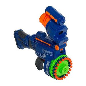 Világító játékfegyver hanggal, kék ajándék töltény szettel