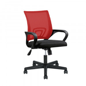 Karfás irodai forgószék, fekete-piros