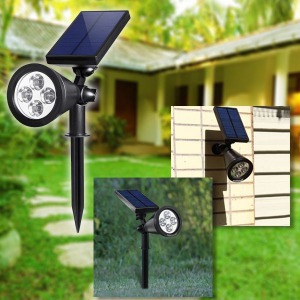 Napelemes kerti LED lámpa / 4 ledes, kerek kivitel